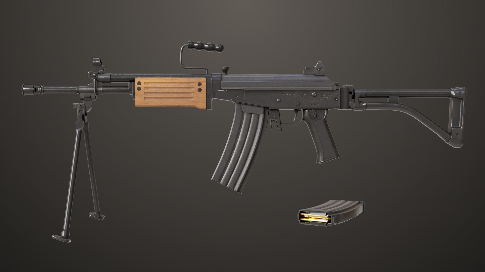 4 Assault Rifle All PBR Unity UE Textures Included 3D Model Collection_24