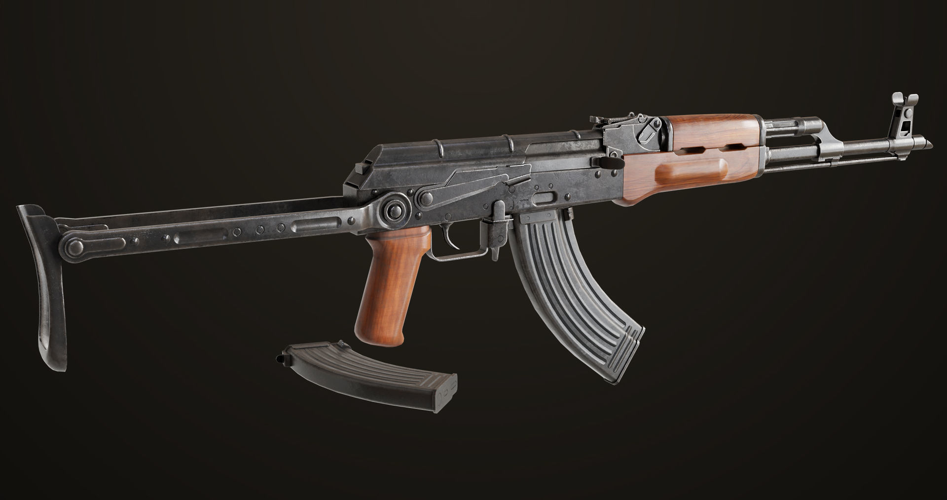 4 Assault Rifle All PBR Unity UE Textures Included 3D Model Collection_3