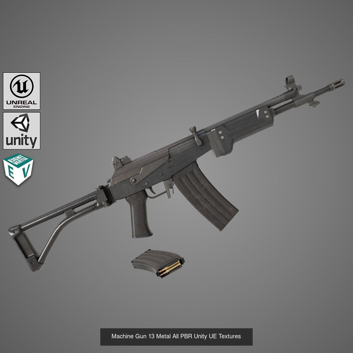 4 Assault Rifle All PBR Unity UE Textures Included 3D Model Collection_9