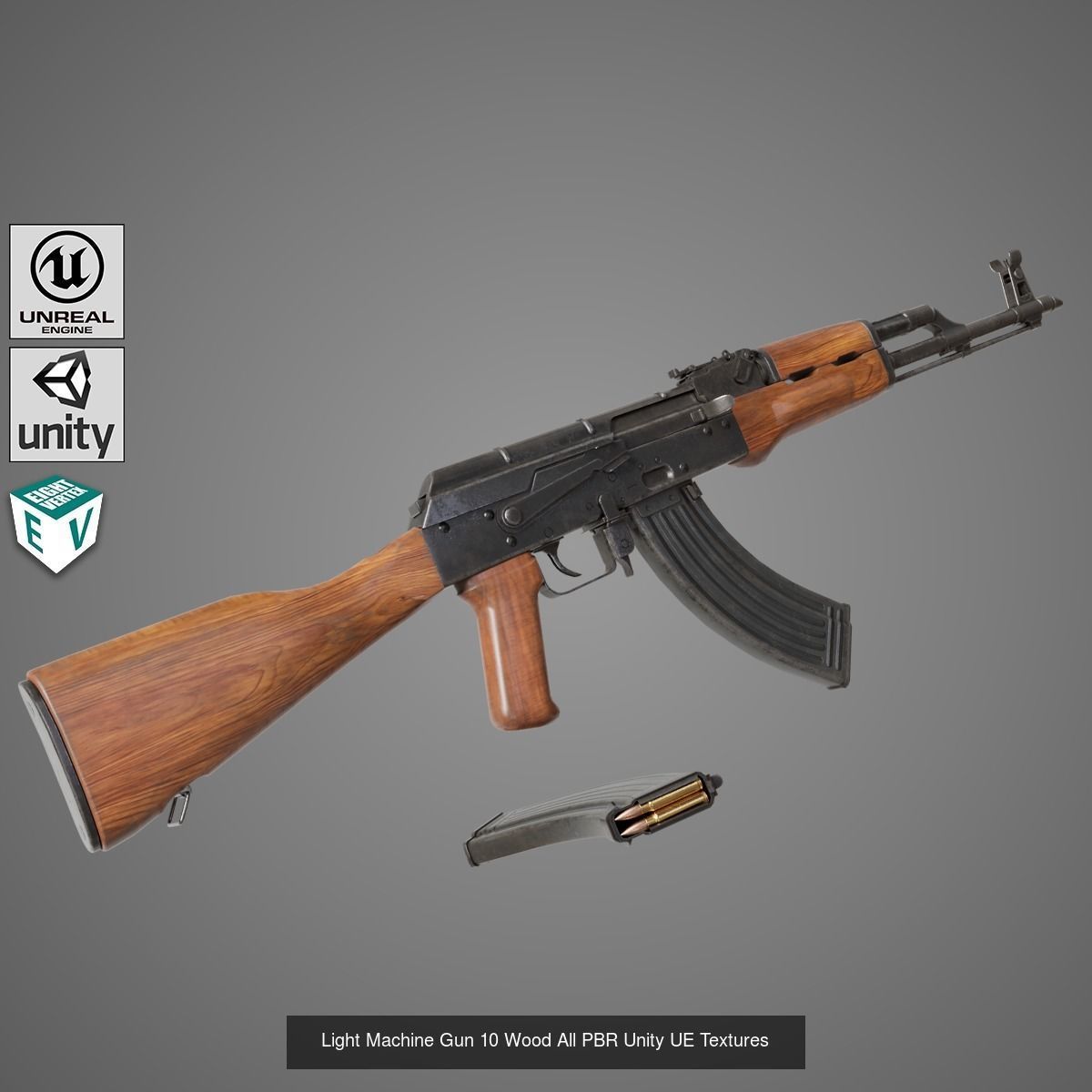 4 Assault Rifle All PBR Unity UE Textures Included 3D Model Collection_16