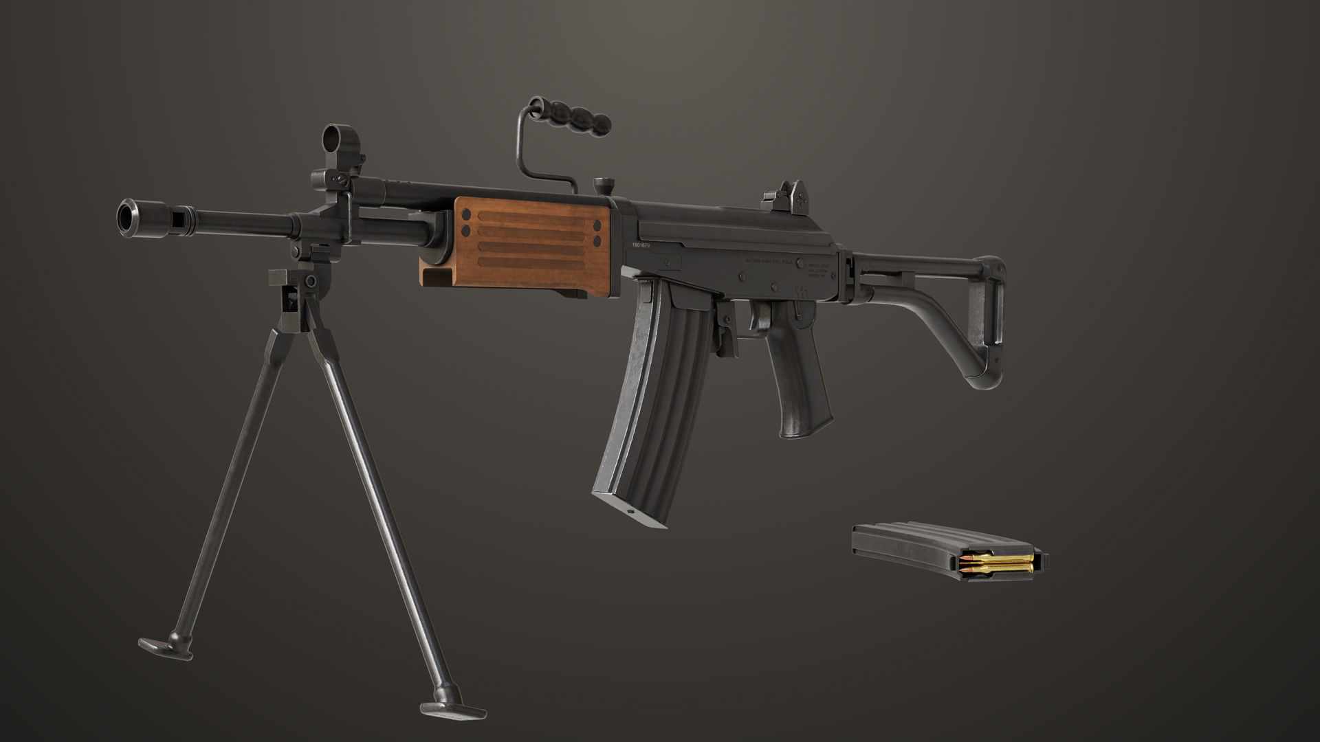 4 Assault Rifle All PBR Unity UE Textures Included 3D Model Collection_23