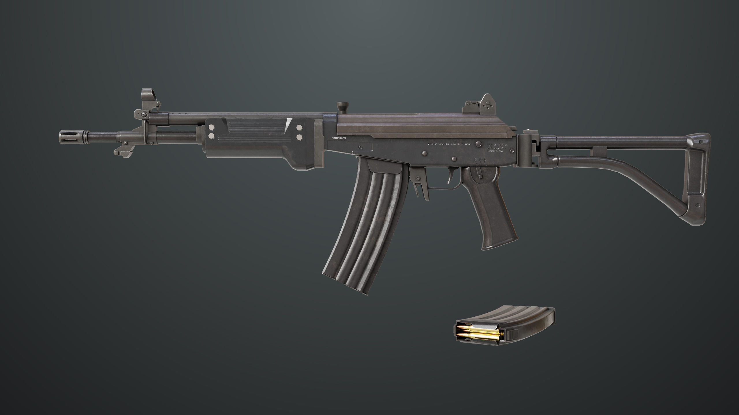 4 Assault Rifle All PBR Unity UE Textures Included 3D Model Collection_10