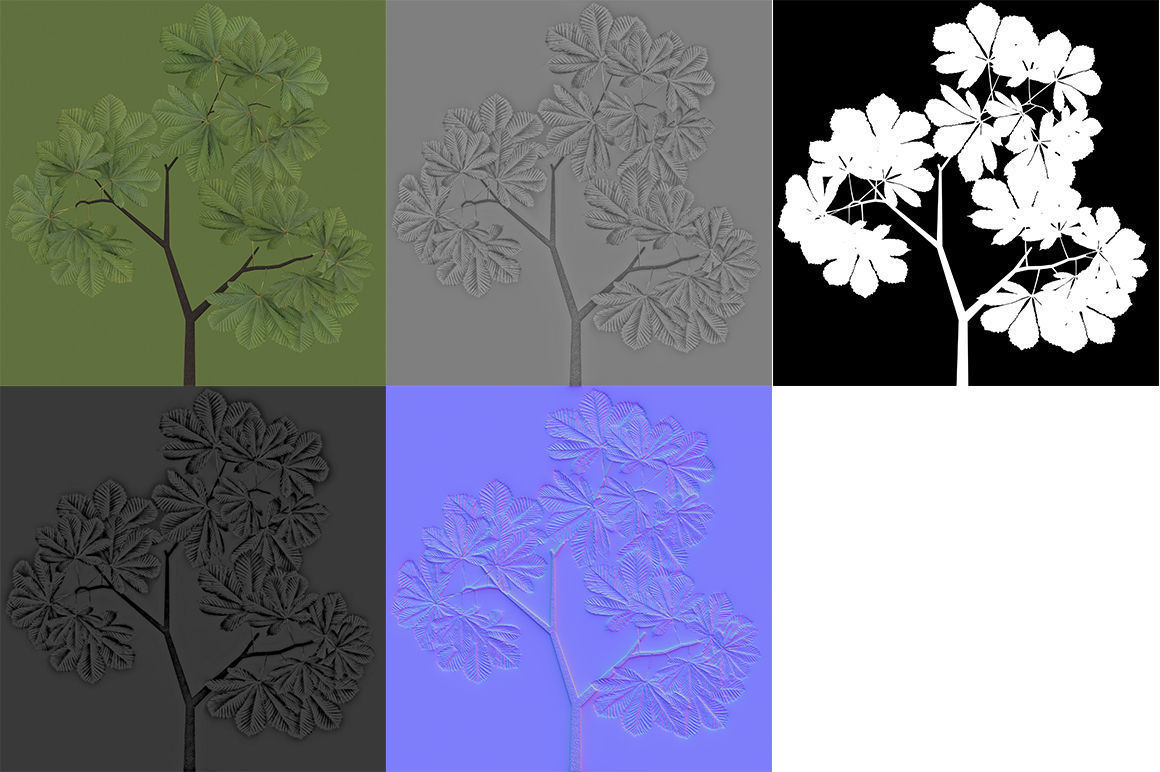 Horsechestnut Low Poly V1 Low-poly 3D model_8