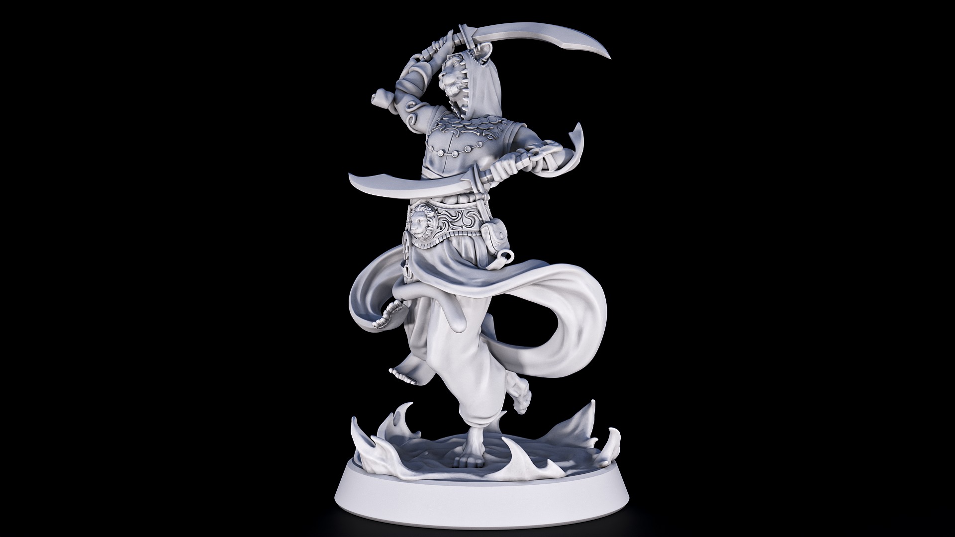 gold lion warrior 3D print model_1