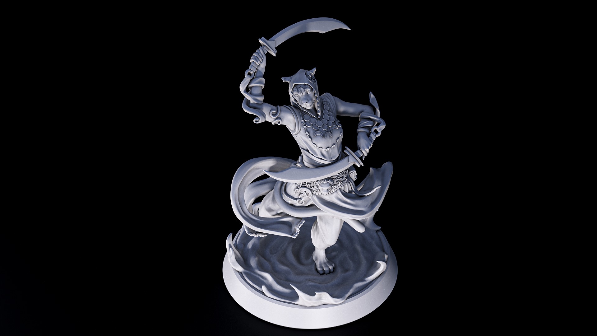 gold lion warrior 3D print model_2