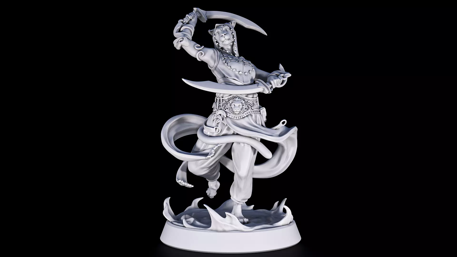 gold lion warrior 3D print model_0