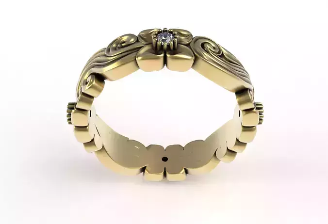 Floral Design Round Diamond Eternity Band