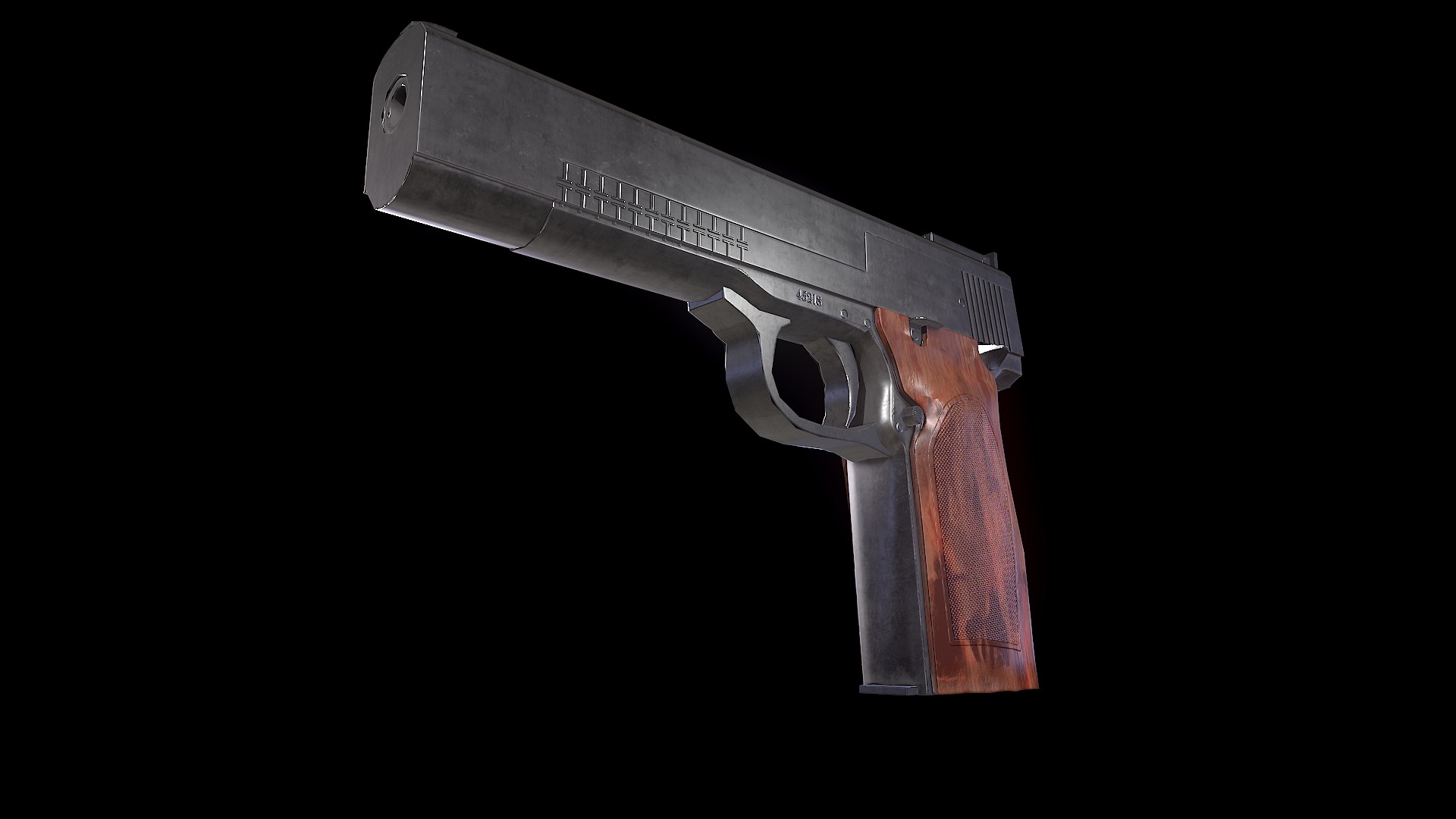 Low poly gun Low-poly 3D model_3