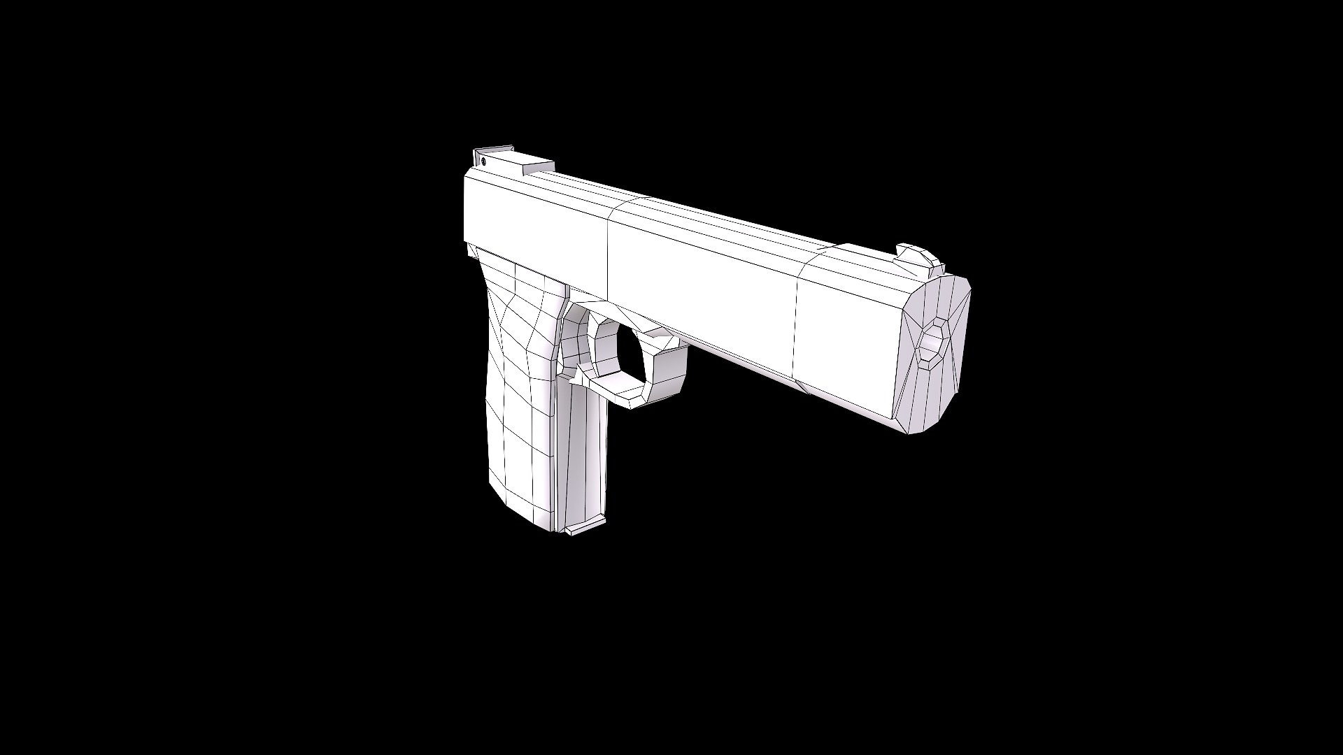Low poly gun Low-poly 3D model_7
