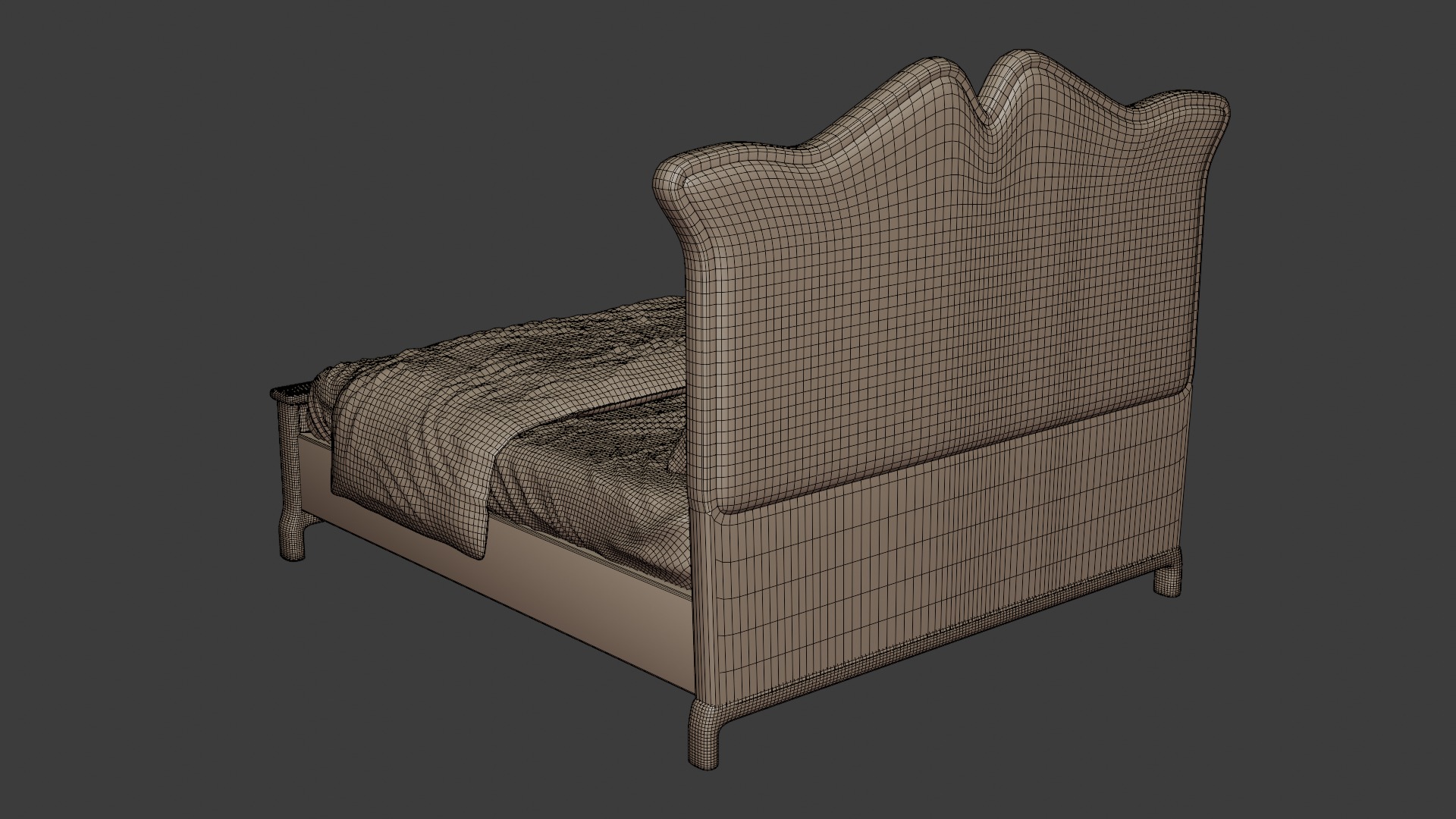 Modern bed with stylish design 3D model_7
