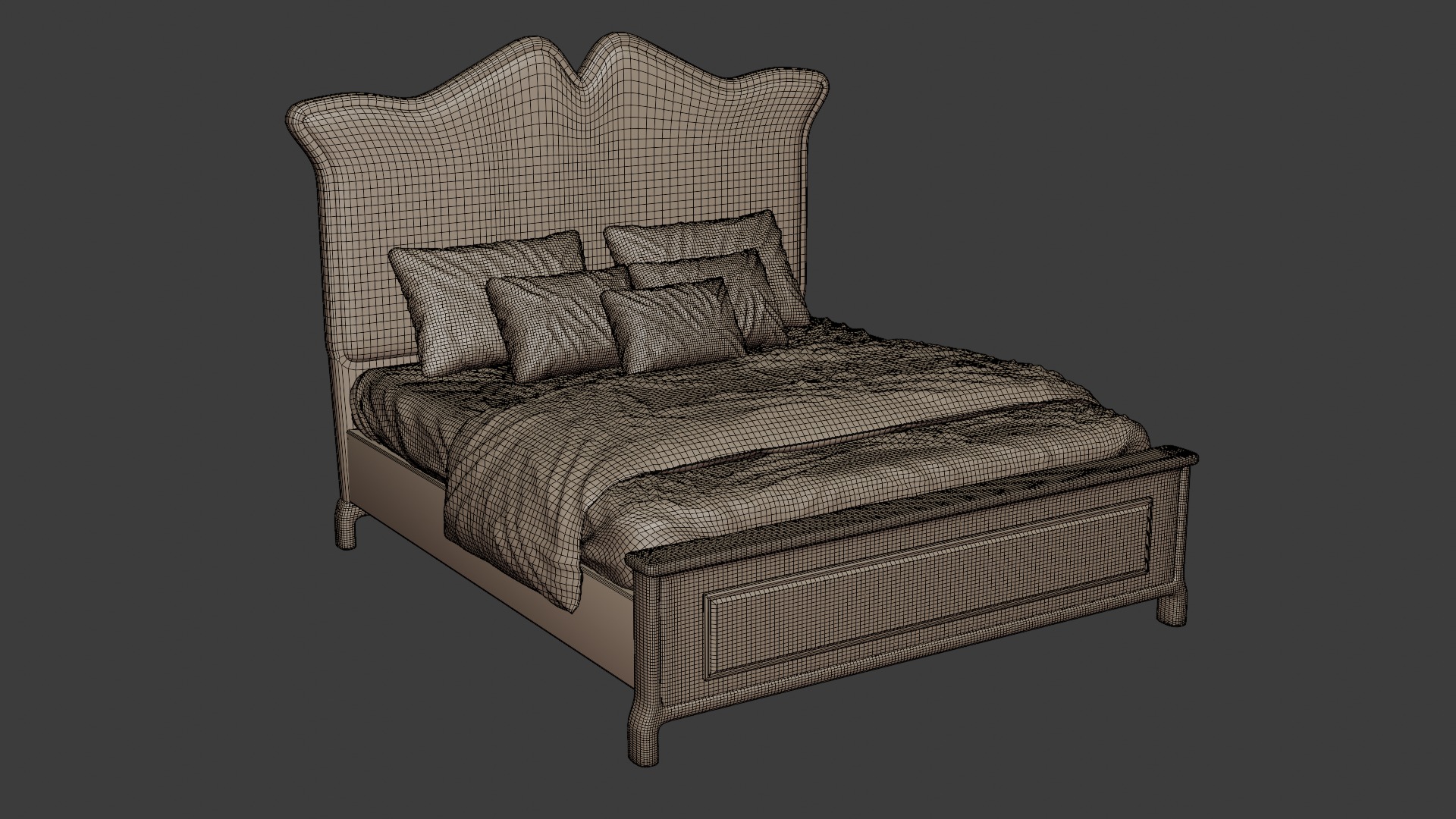 Modern bed with stylish design 3D model_6
