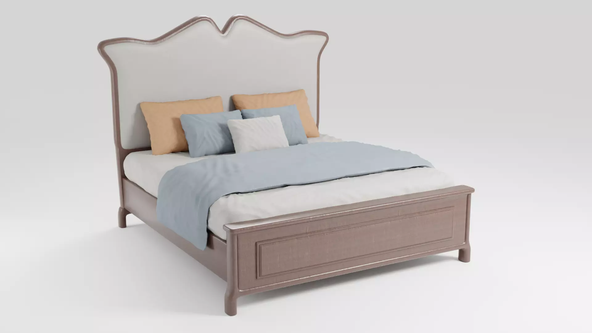 Modern bed with stylish design 3D model_0