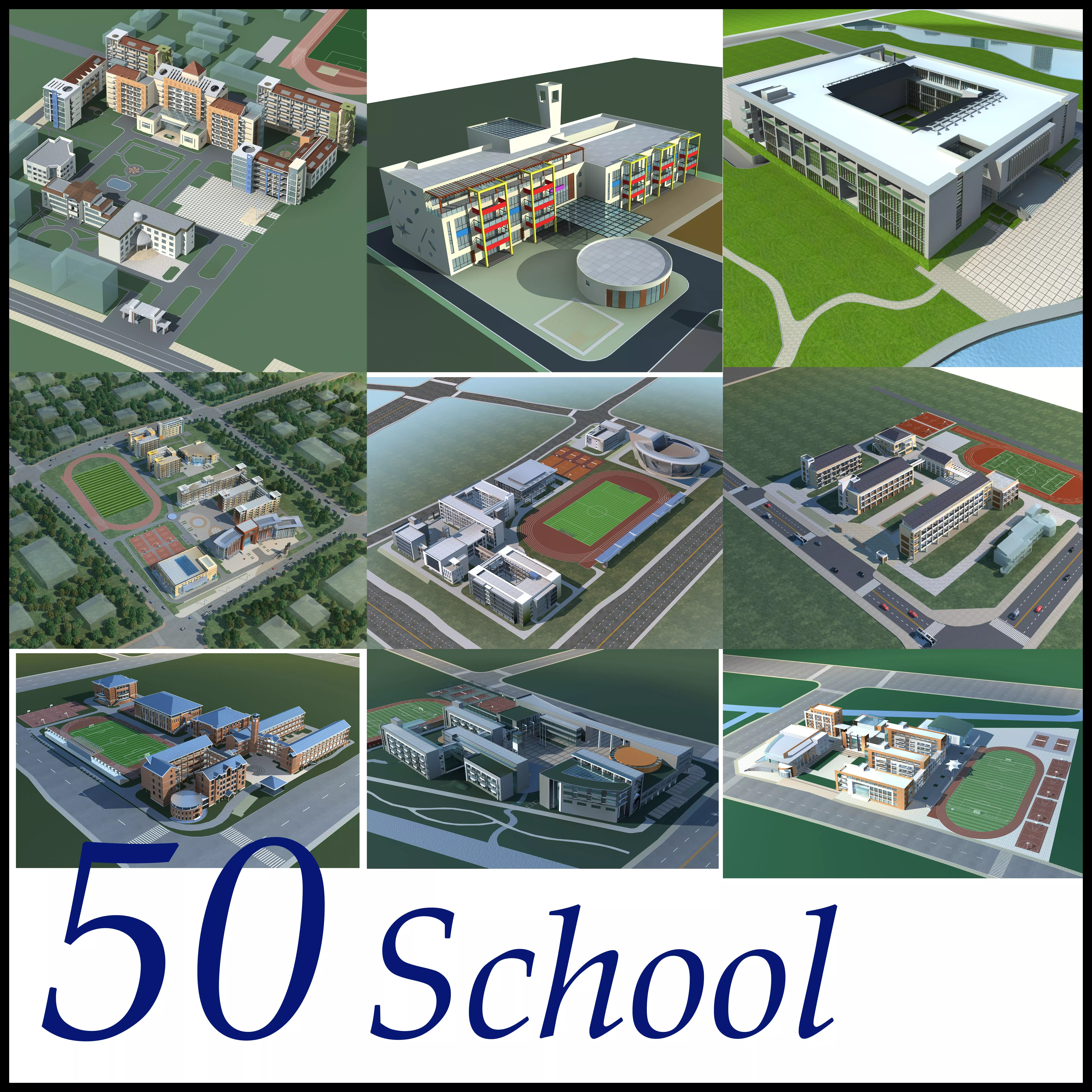 School Building Collection 50 items Vol2 3D model_0