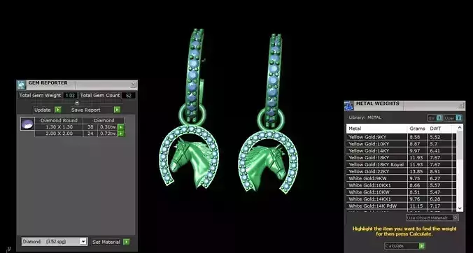 Horse earring - 3D Jewelry - 3D model 3D printable 3D print model