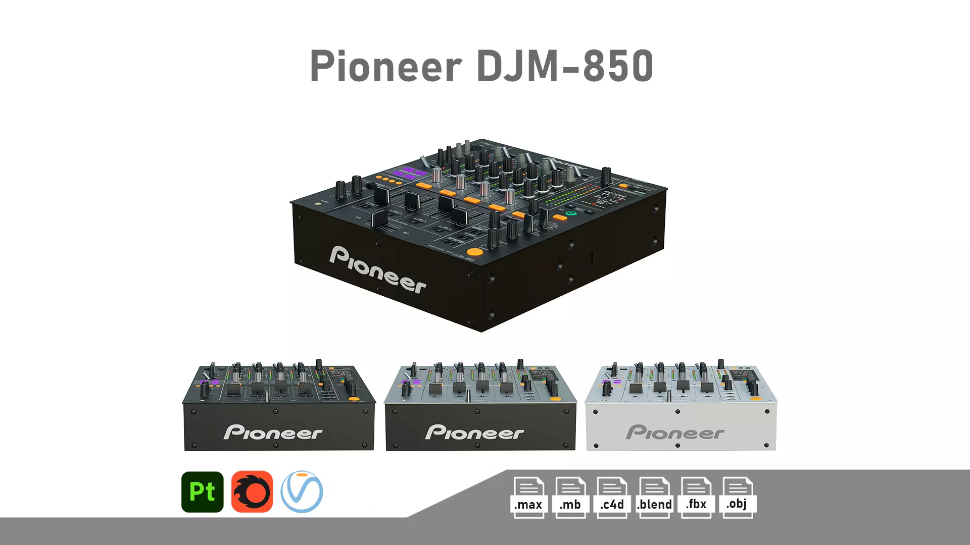 DJ Mixer Pioneer DJM-850 Low-poly 3D model