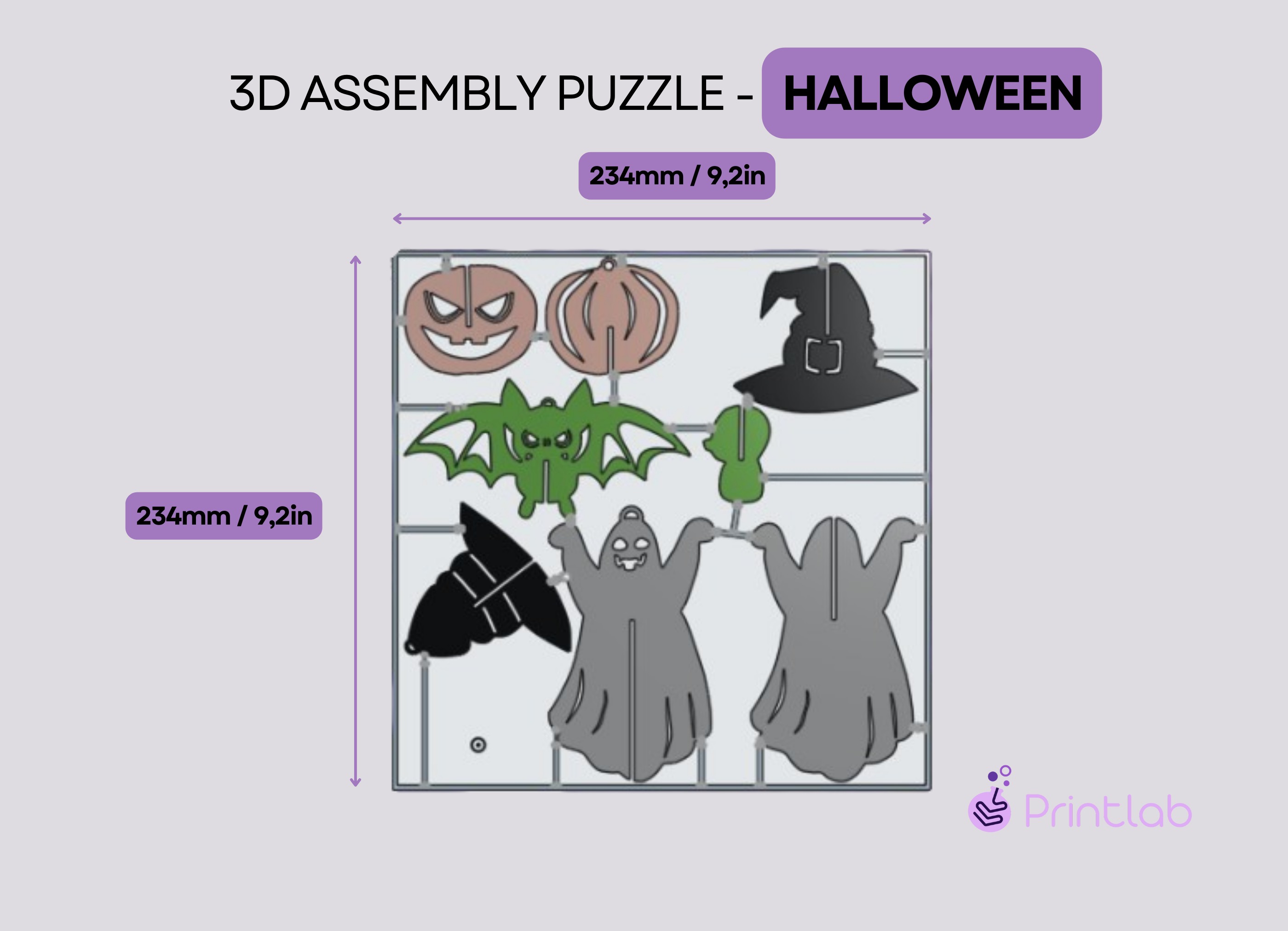 Halloween PUZZLE assembly mini kit 3D print model_4