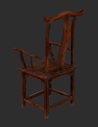 wooden chair Low-poly 3D model_1
