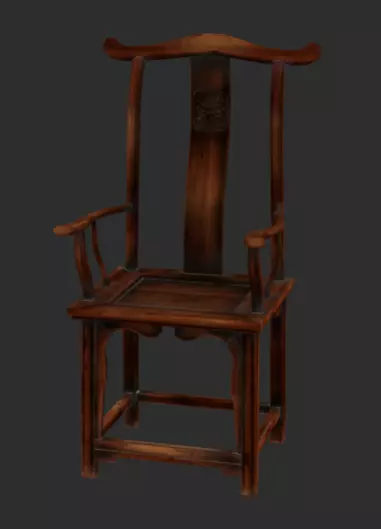 wooden chair Low-poly 3D model_0