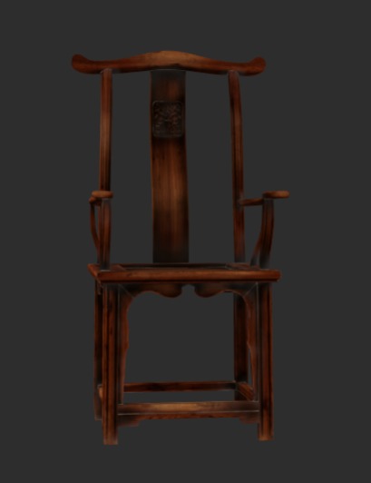 wooden chair Low-poly 3D model_2