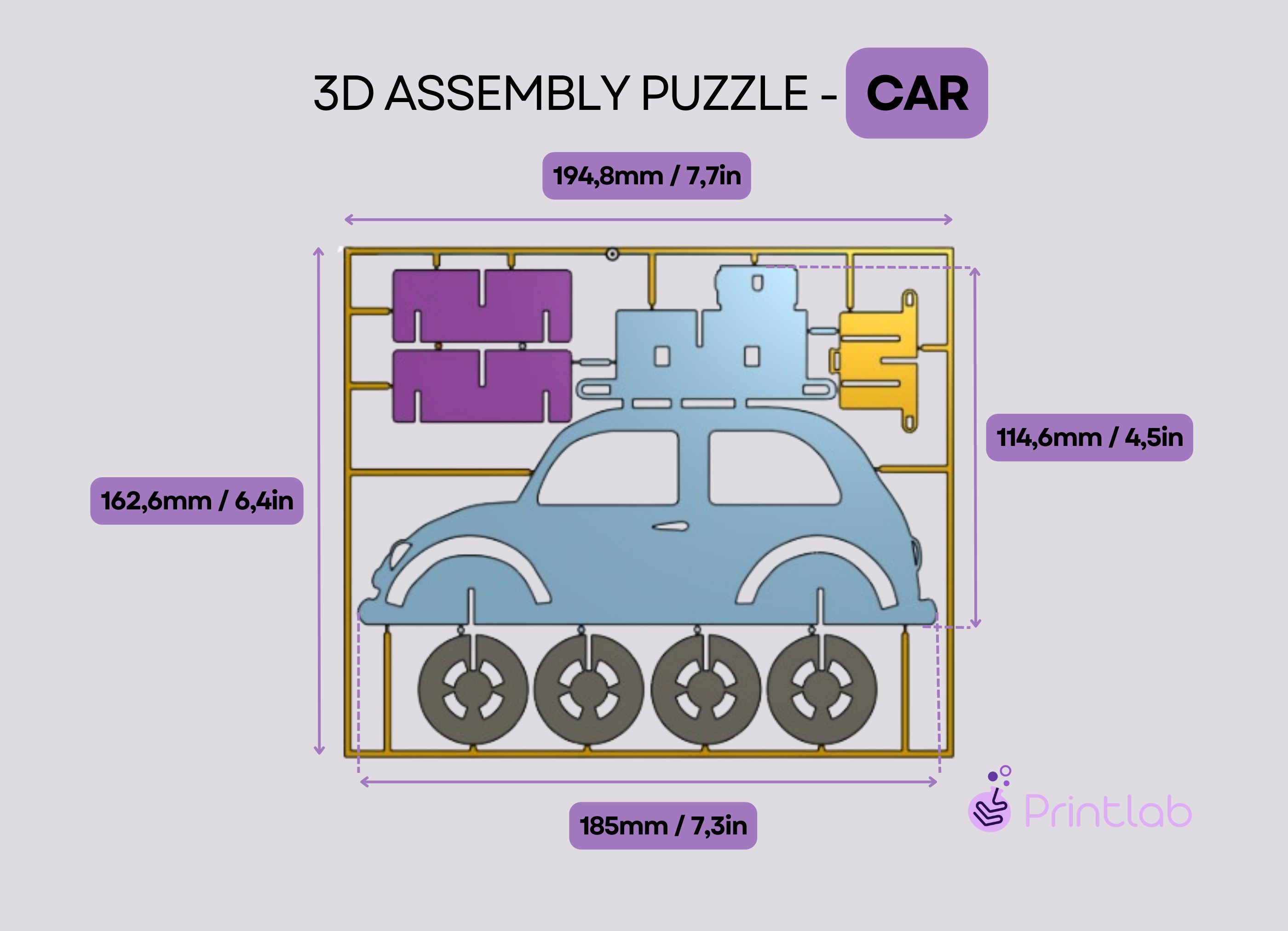 Car PUZZLE assembly mini kit 3D print model_2