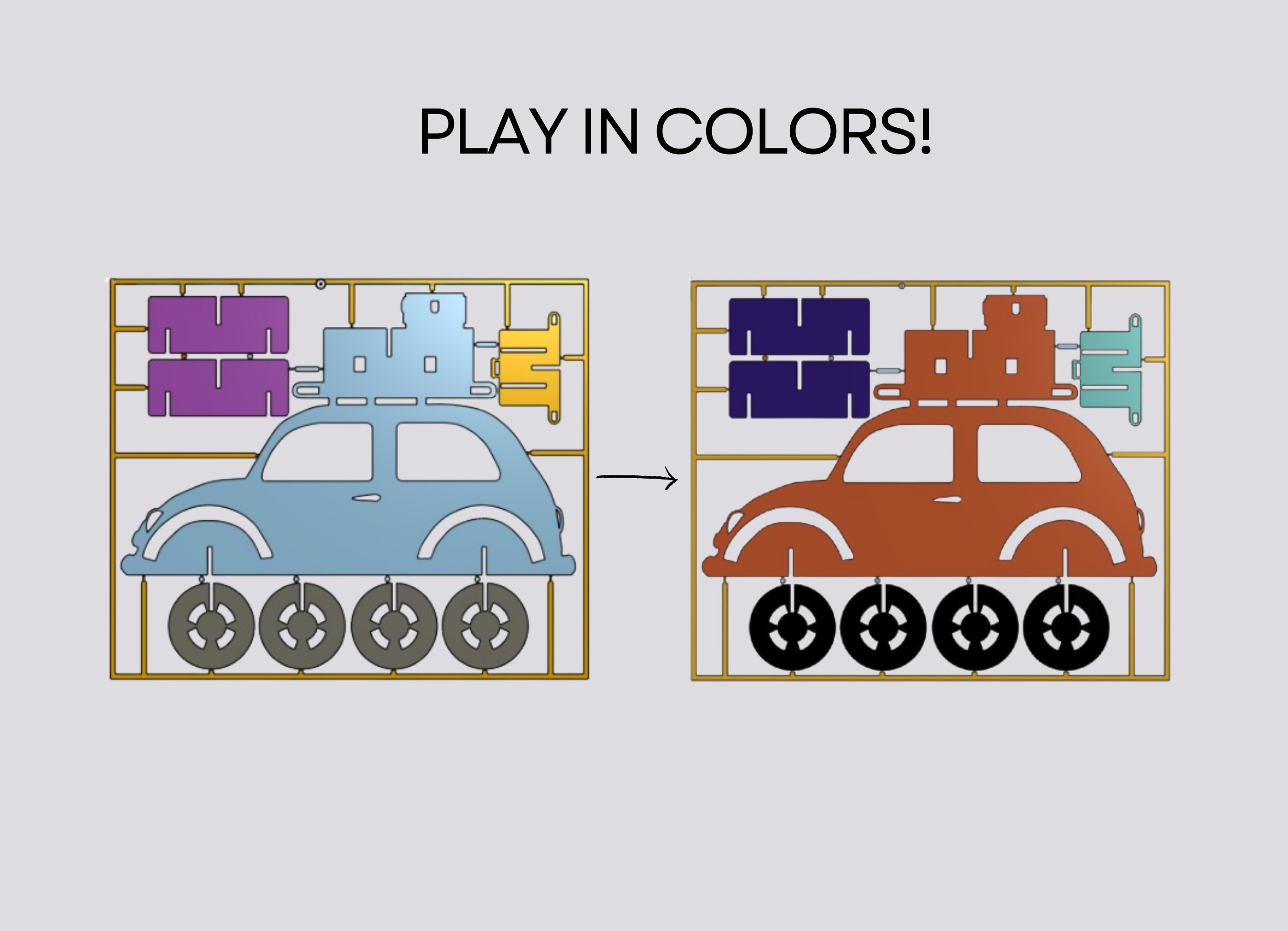 Car PUZZLE assembly mini kit 3D print model_3