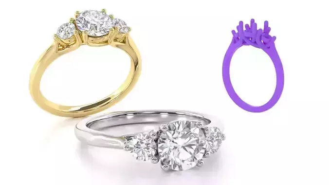 Round Cut Trilogy Ring