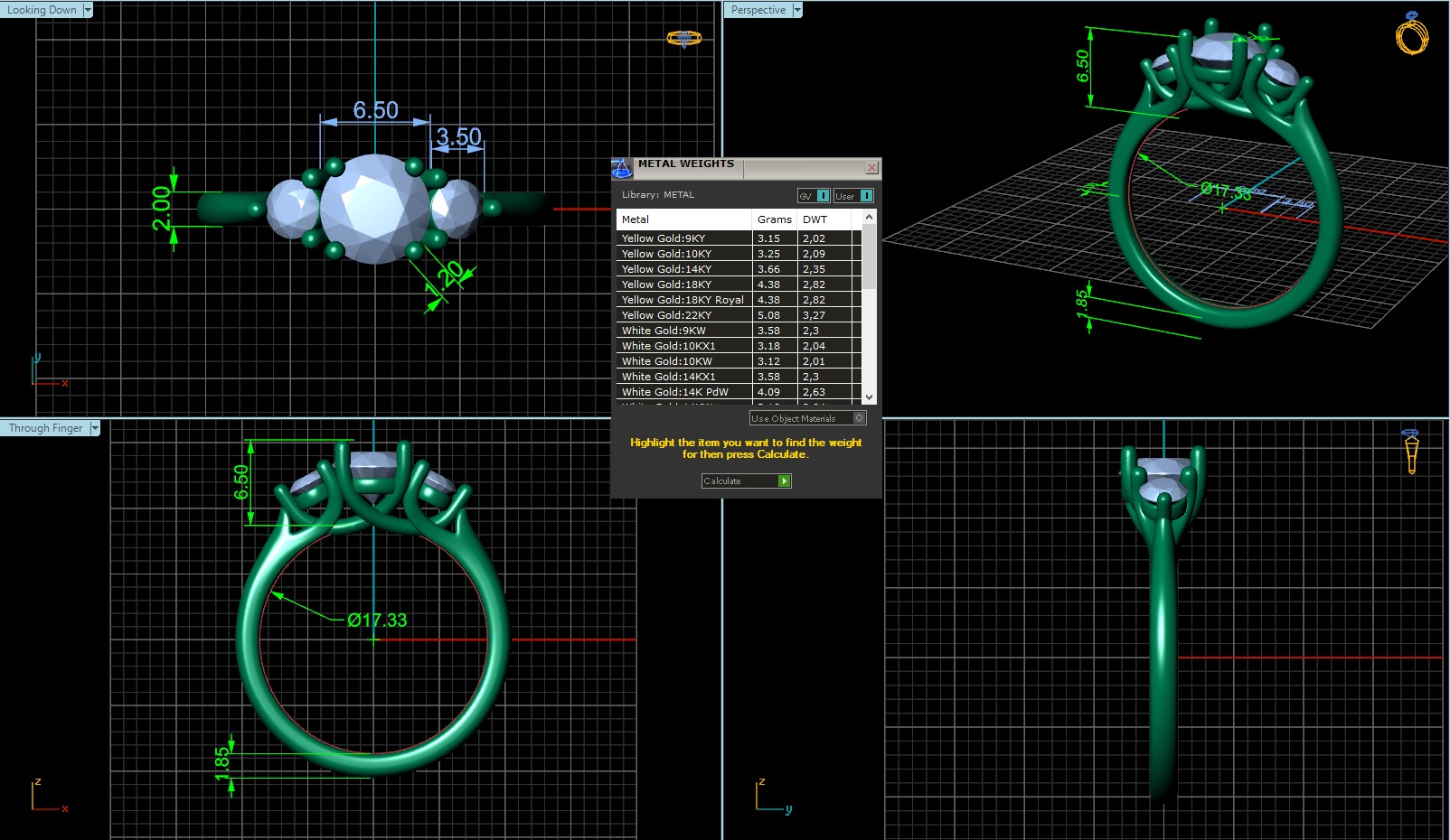 Round Cut Trilogy Ring 3D print model_8