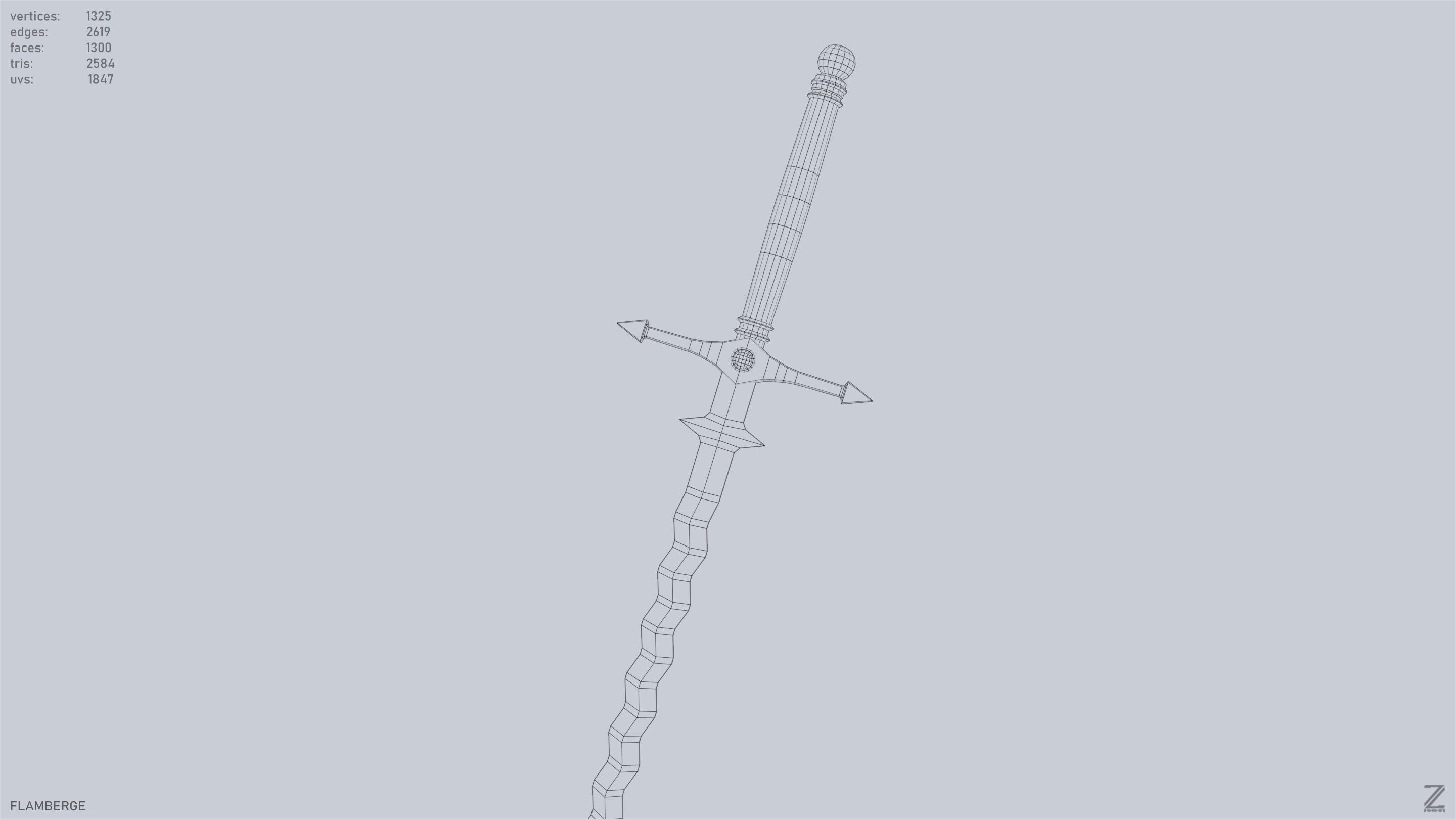 Flamberge Low-poly 3D model_12