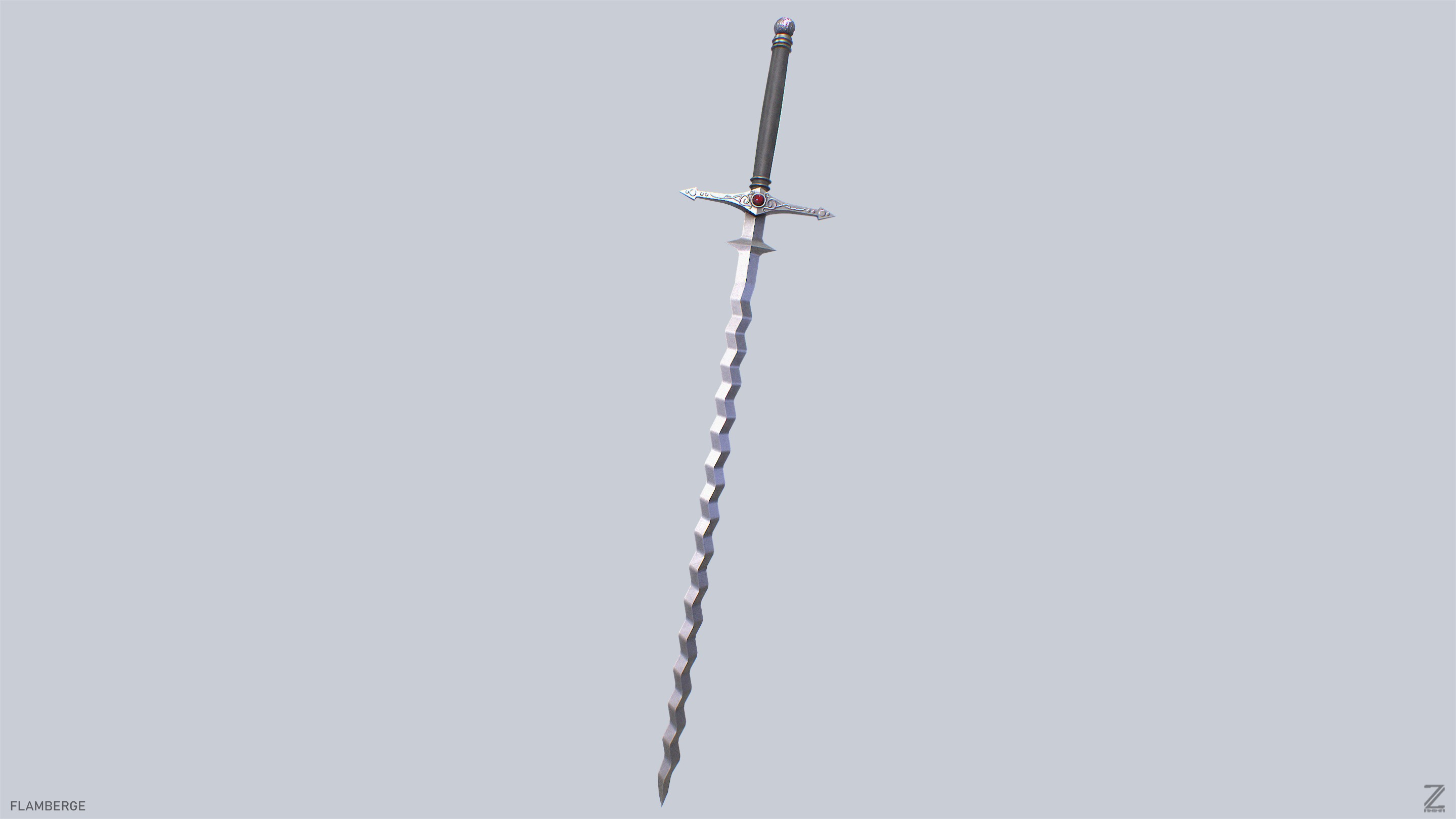 Flamberge Low-poly 3D model_5