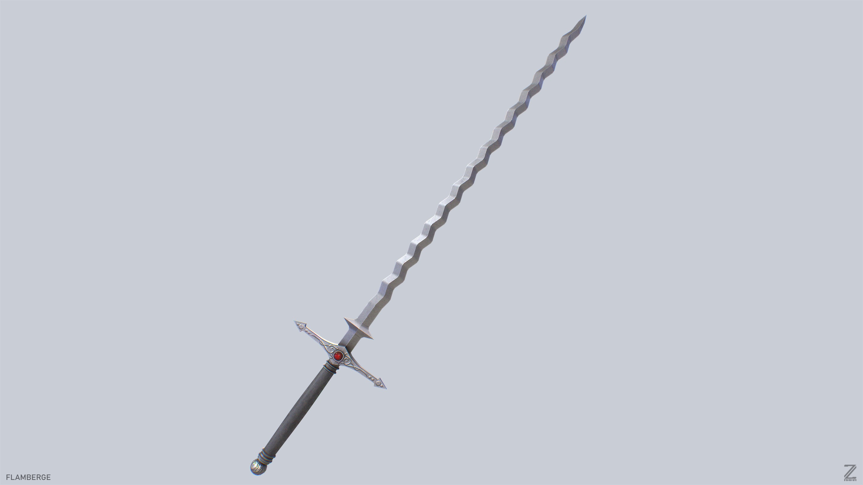 Flamberge Low-poly 3D model_6