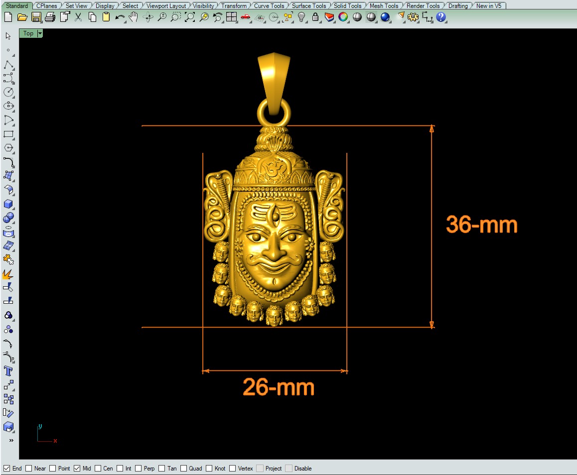 Mahakal pendant 3Dprint file 3D print model_1