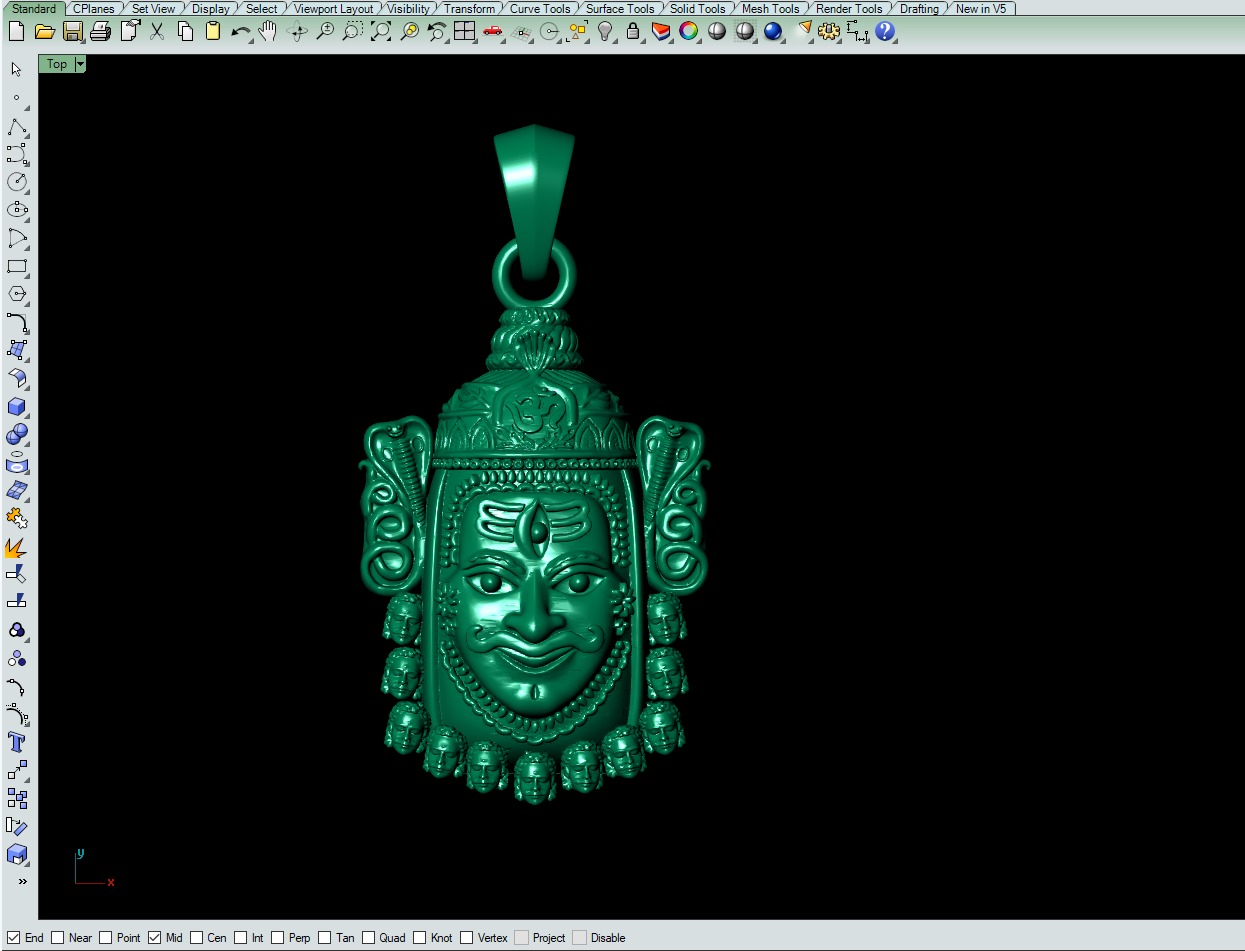 Mahakal pendant 3Dprint file 3D print model_3