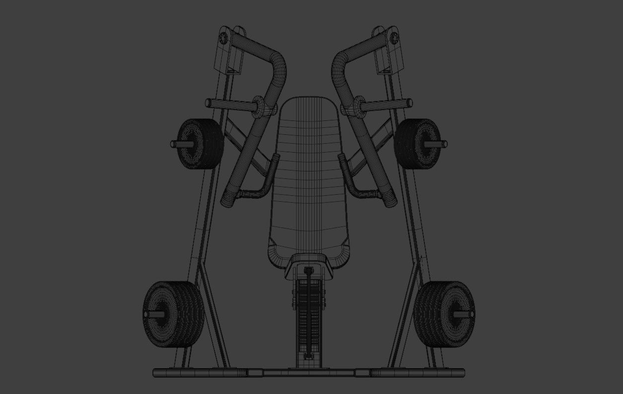 Chest Press Low-poly 3D model_9