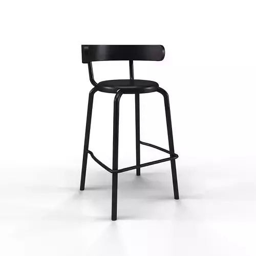 Black bar stool chair Low-poly 3D model
