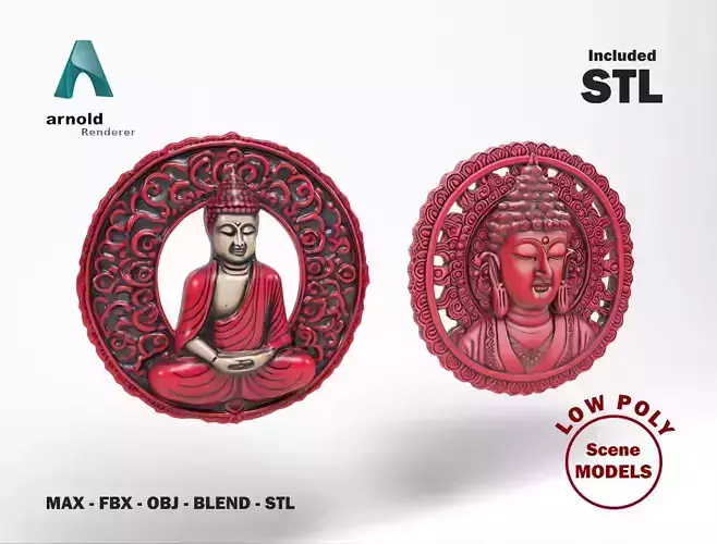 Buddhas 4 Low-poly 3D model