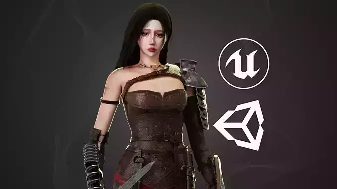 Warrior Woman - GameReady Low-poly 3D model