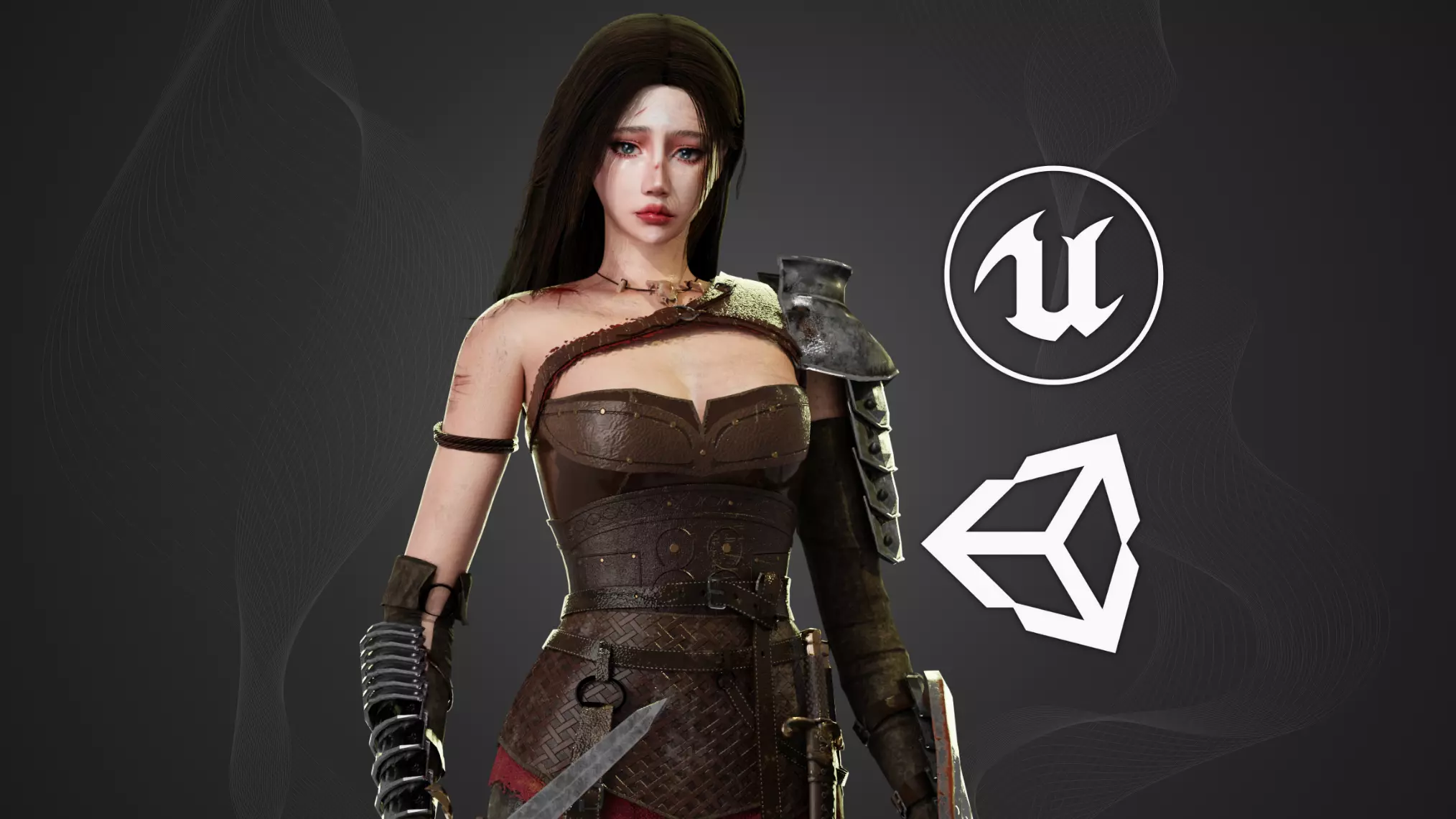 Warrior Woman - GameReady Low-poly 3D model_0