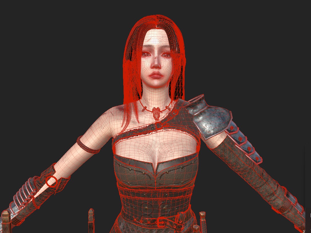 Warrior Woman - GameReady Low-poly 3D model_12