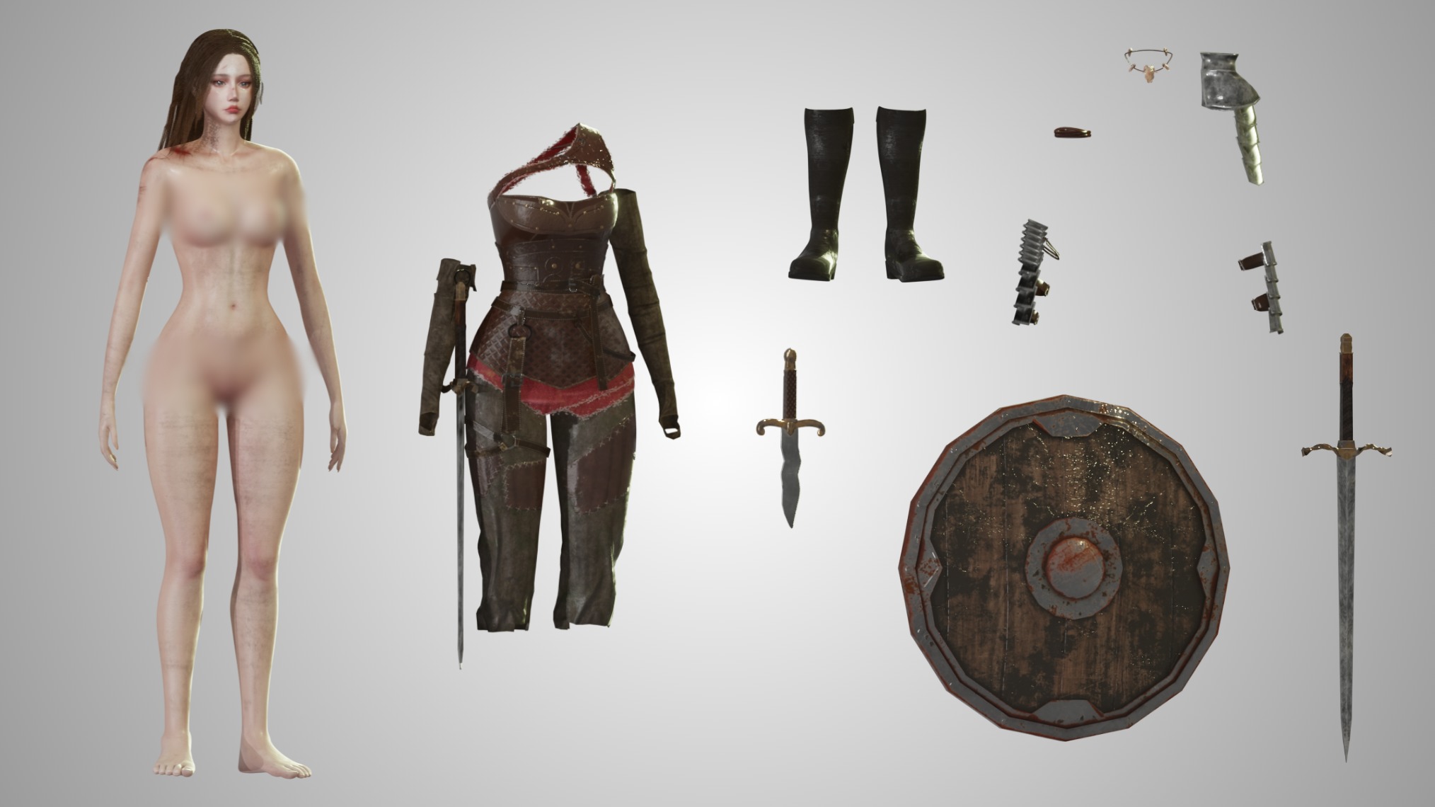 Warrior Woman - GameReady Low-poly 3D model_7