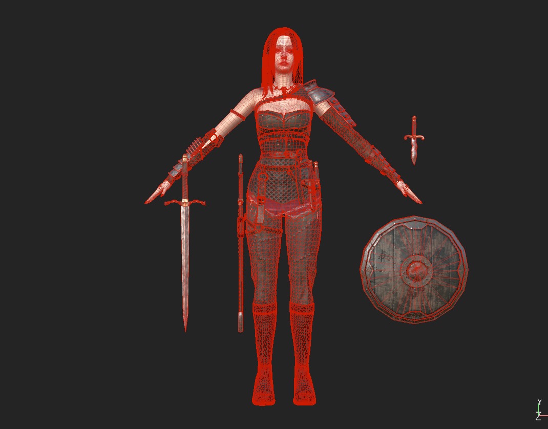 Warrior Woman - GameReady Low-poly 3D model_11