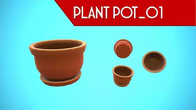 PLANT POT 01 CARTOON STYLIZED Low-poly 3D model