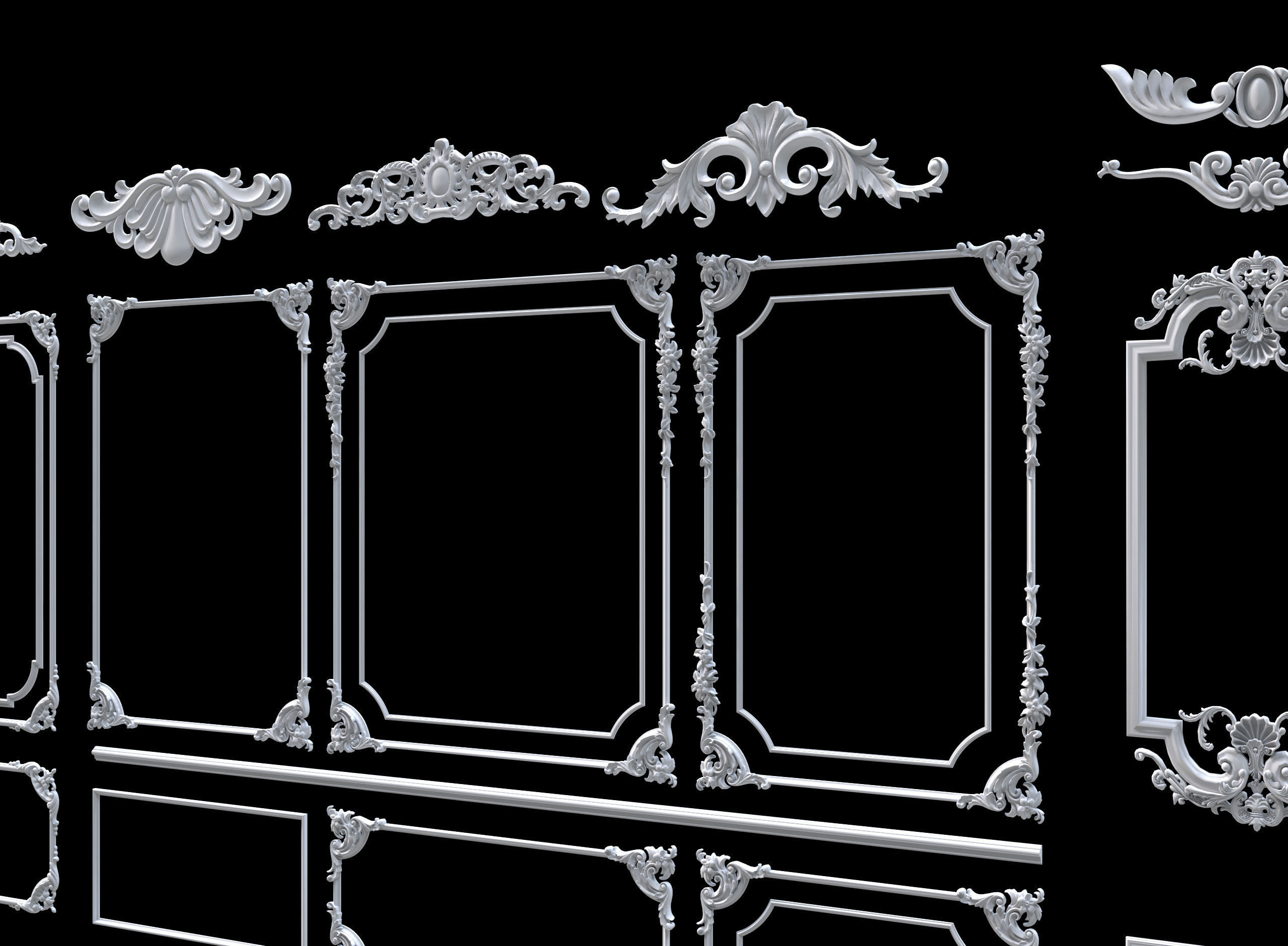 Classic wall ornament collect 3d model 3D model_3