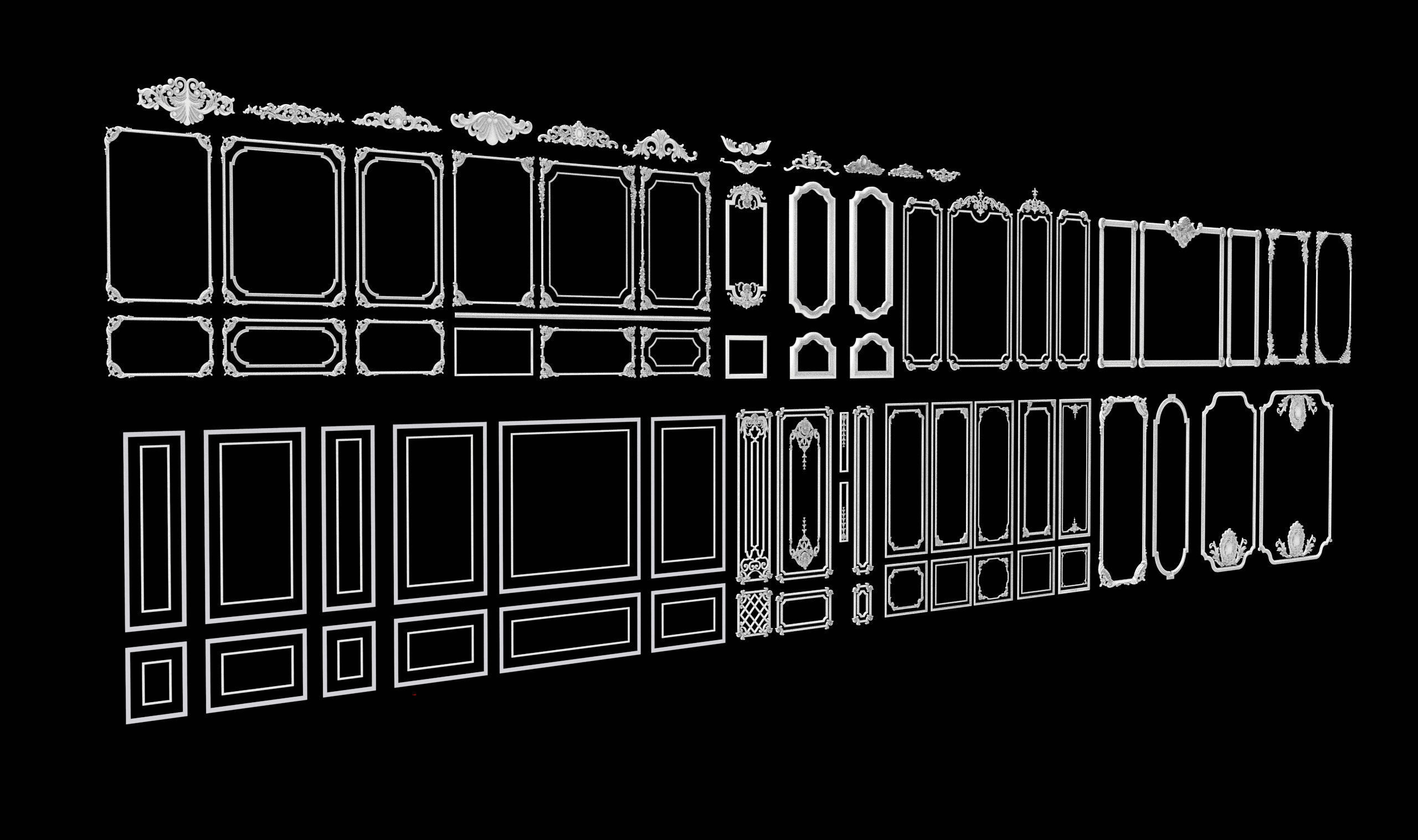 Classic wall ornament collect 3d model 3D model_9