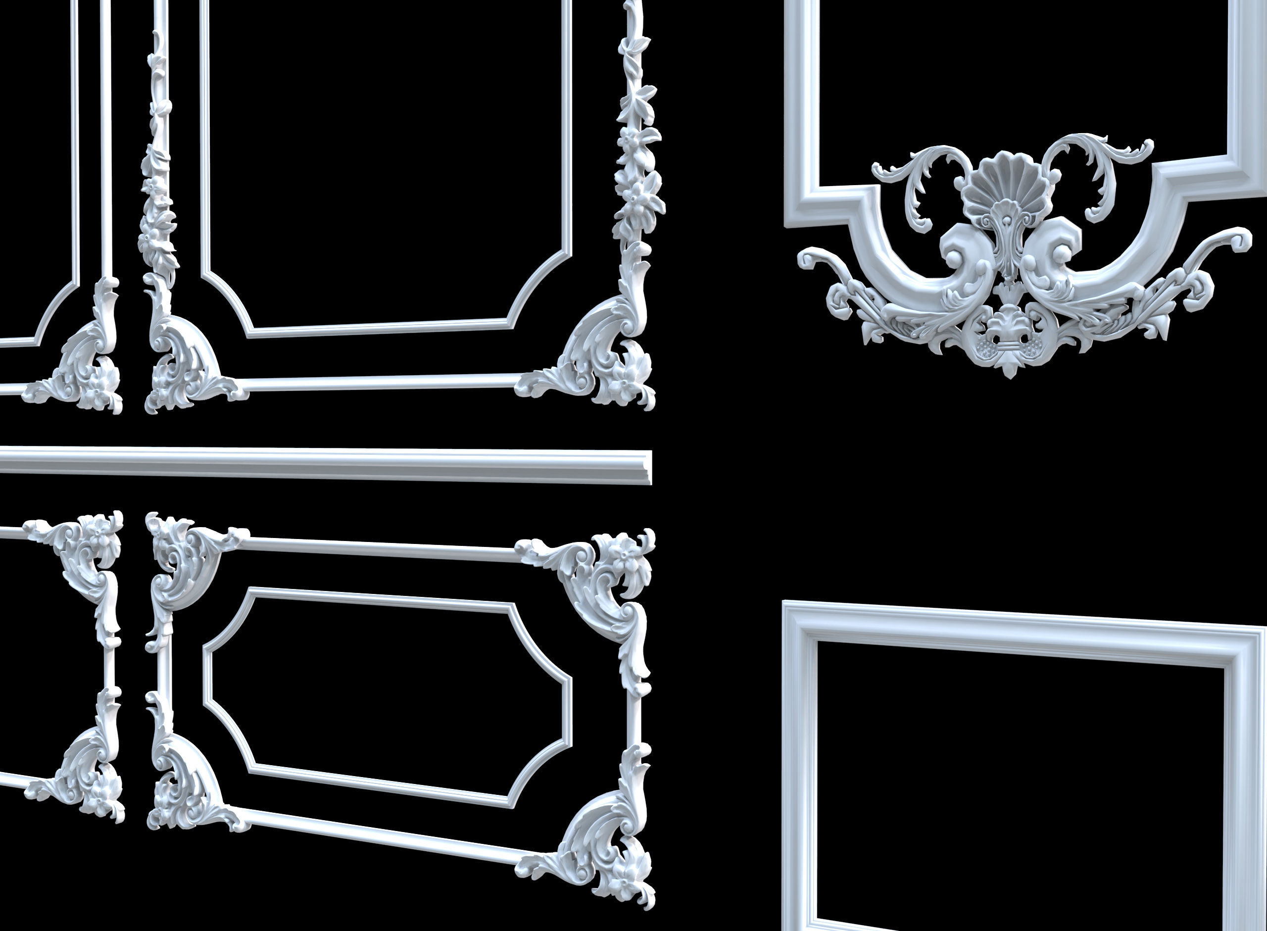 Classic wall ornament collect 3d model 3D model_8