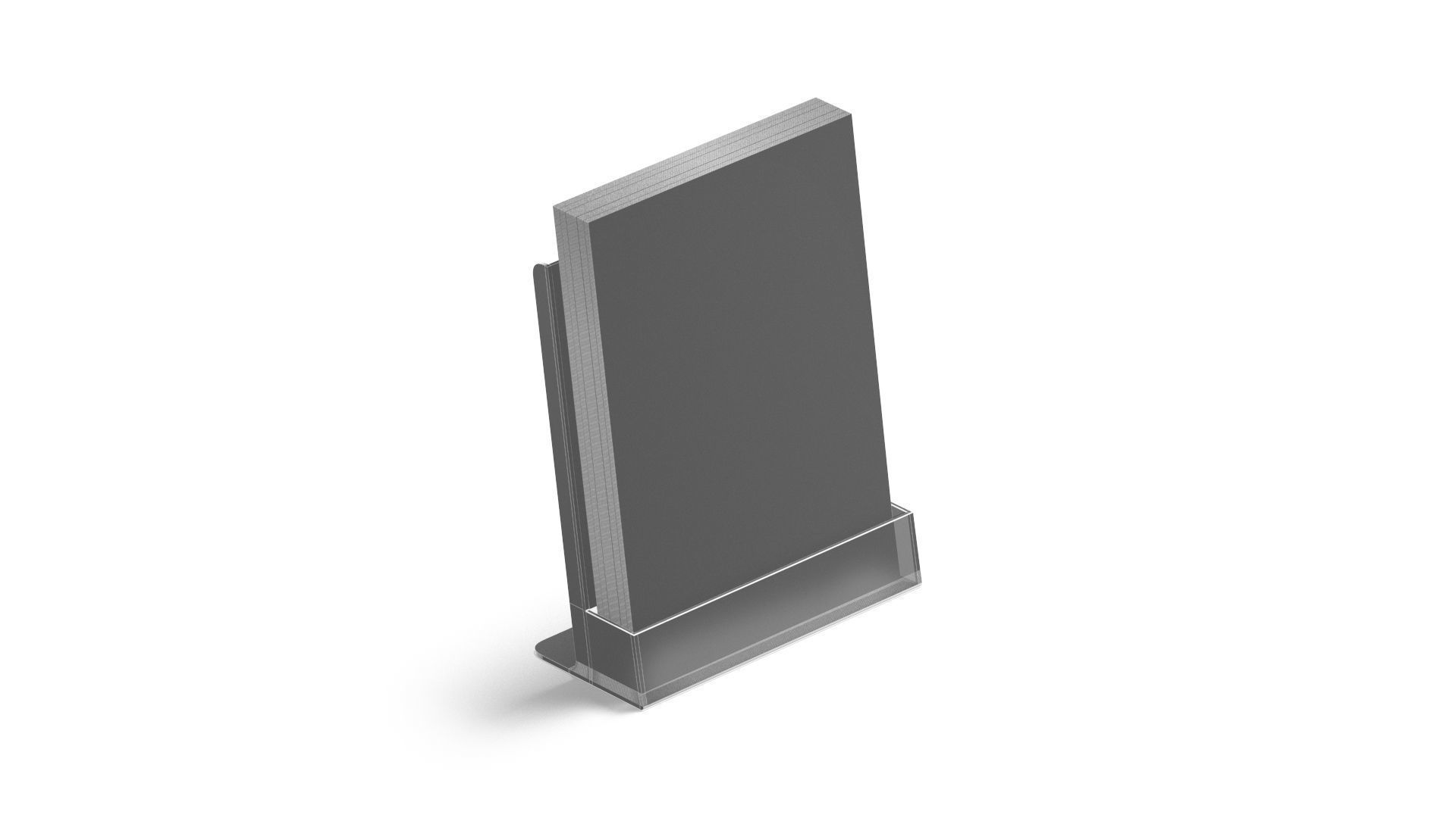 Acrylic A5 Flyer Holder - brochure in glass plastic tray Low-poly 3D model_6