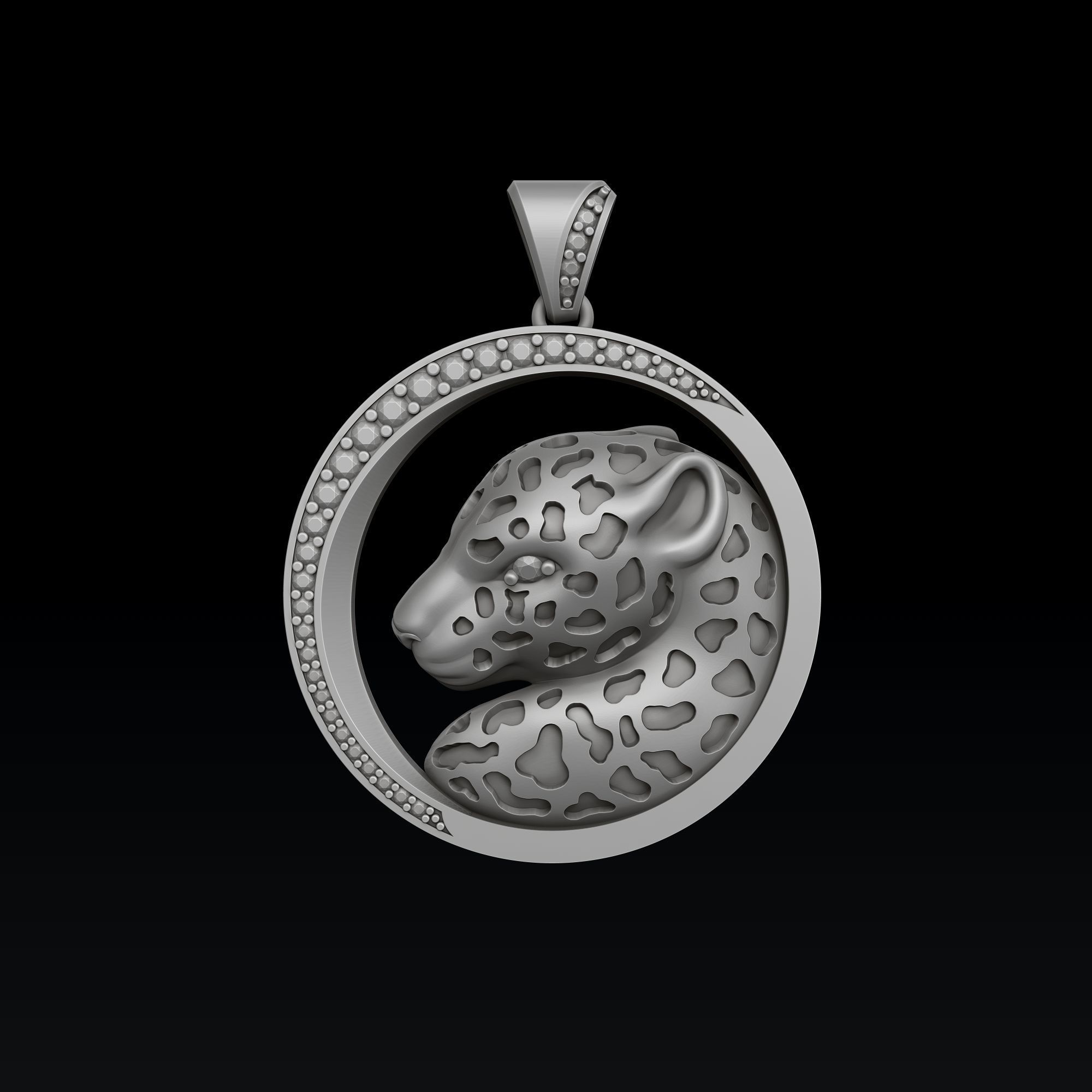 Panthere Pendant With Gems And Enamel 3D print model_4