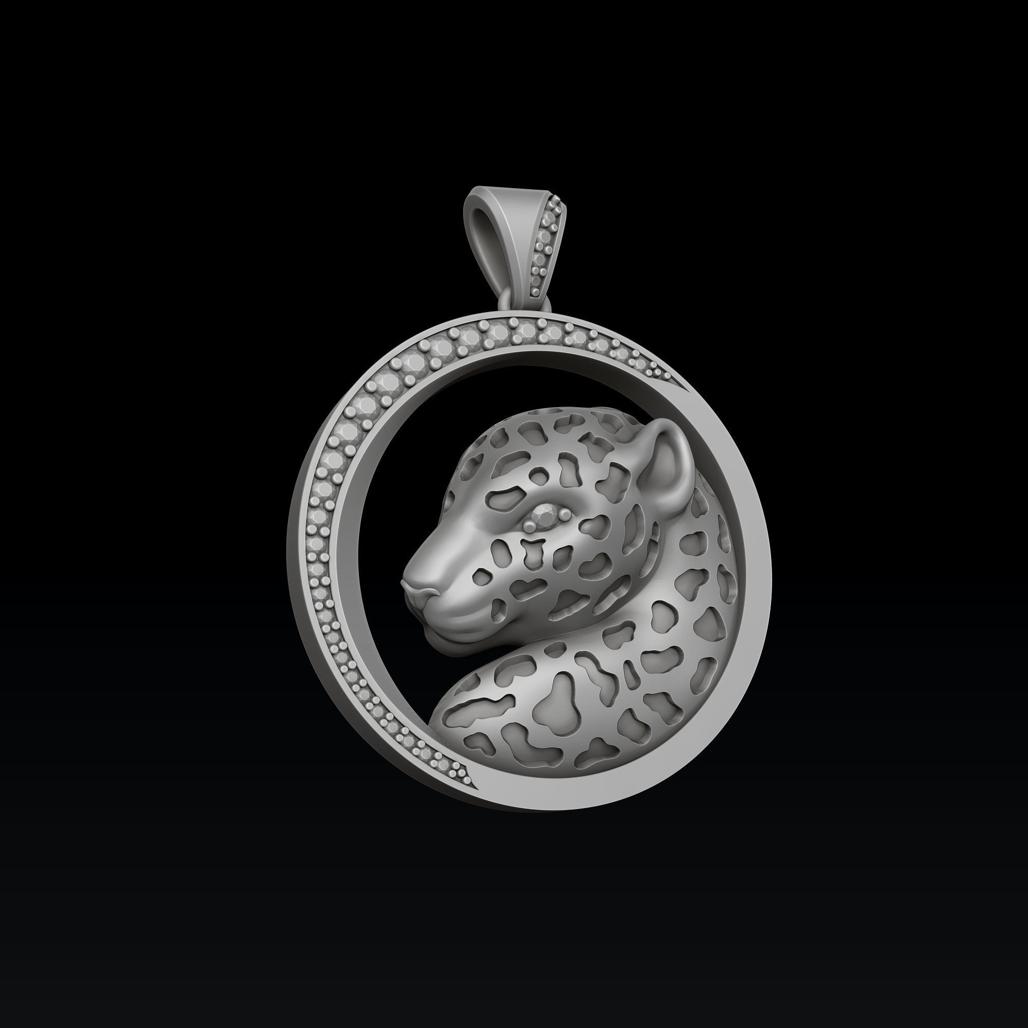 Panthere Pendant With Gems And Enamel 3D print model_5