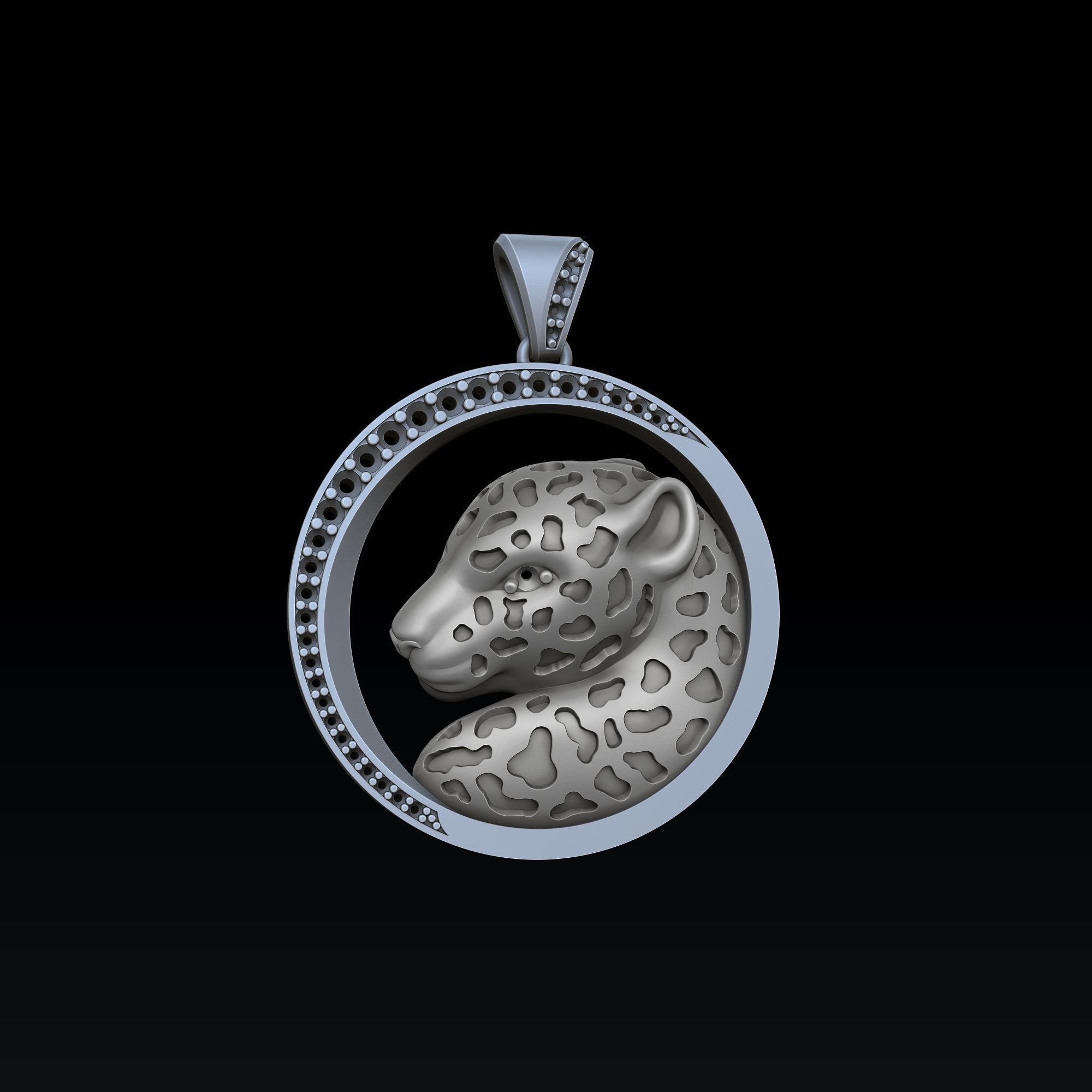 Panthere Pendant With Gems And Enamel 3D print model_3