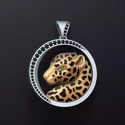 Panthere Pendant With Gems And Enamel 3D print model