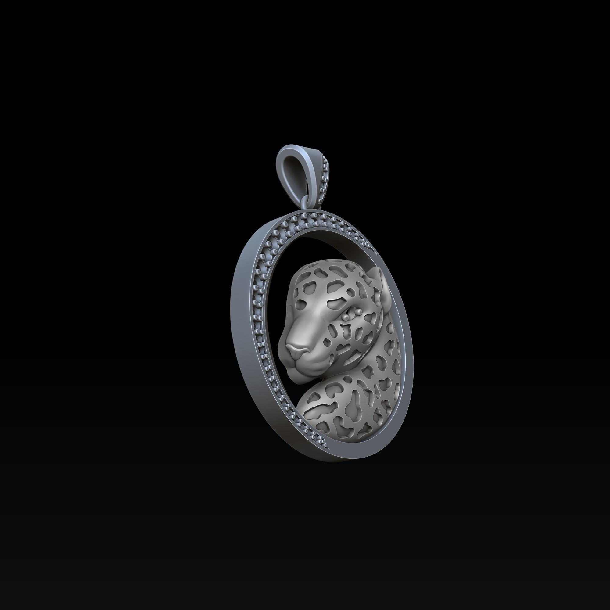 Panthere Pendant With Gems And Enamel 3D print model_6